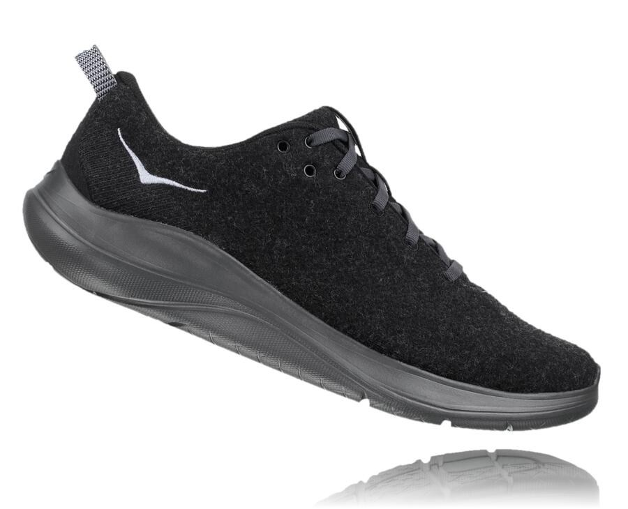 Hoka One One Hardloopschoenen Heren - Hupana Flow Wool - Zwart - OD5873921